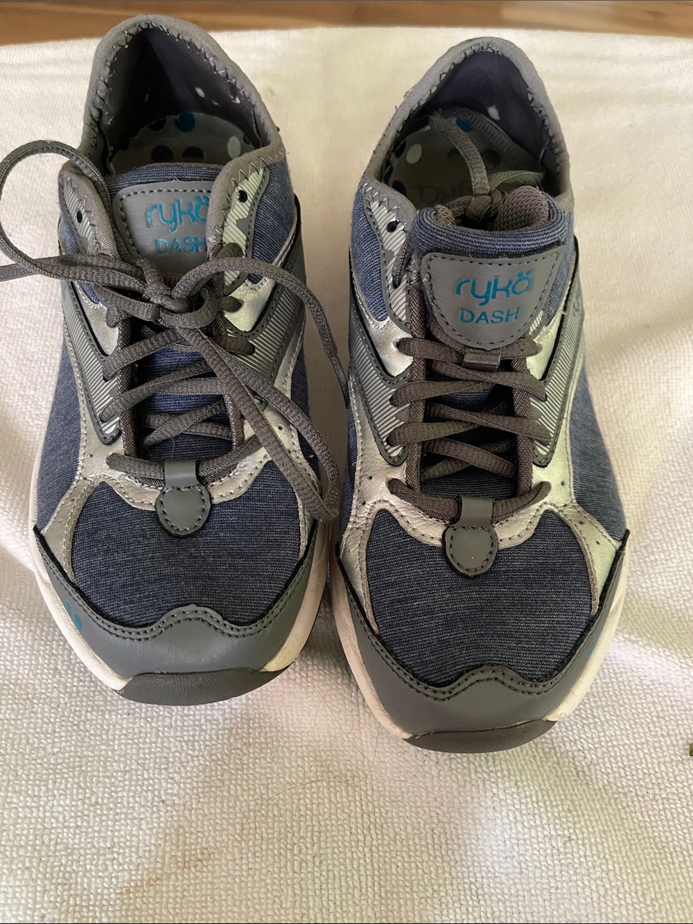 Ryka Kids Gray and Blue Lace-Up Sneakers